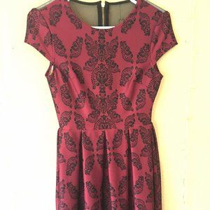 Knee Length, Short Sleeve Red Dress